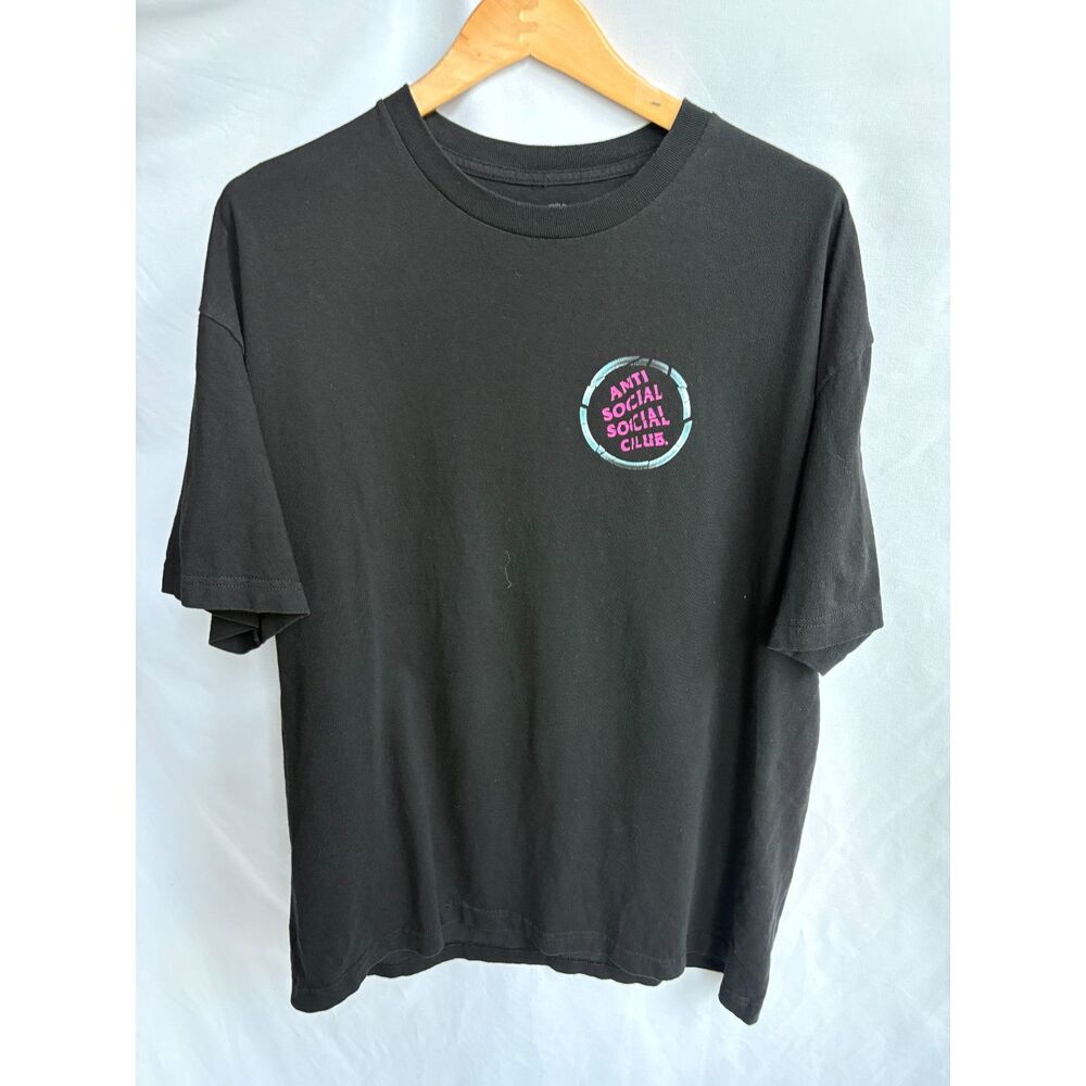 DS Anti Social Social Club ASSC Pink Logo Brake Check Black Tee Size XL Cotton